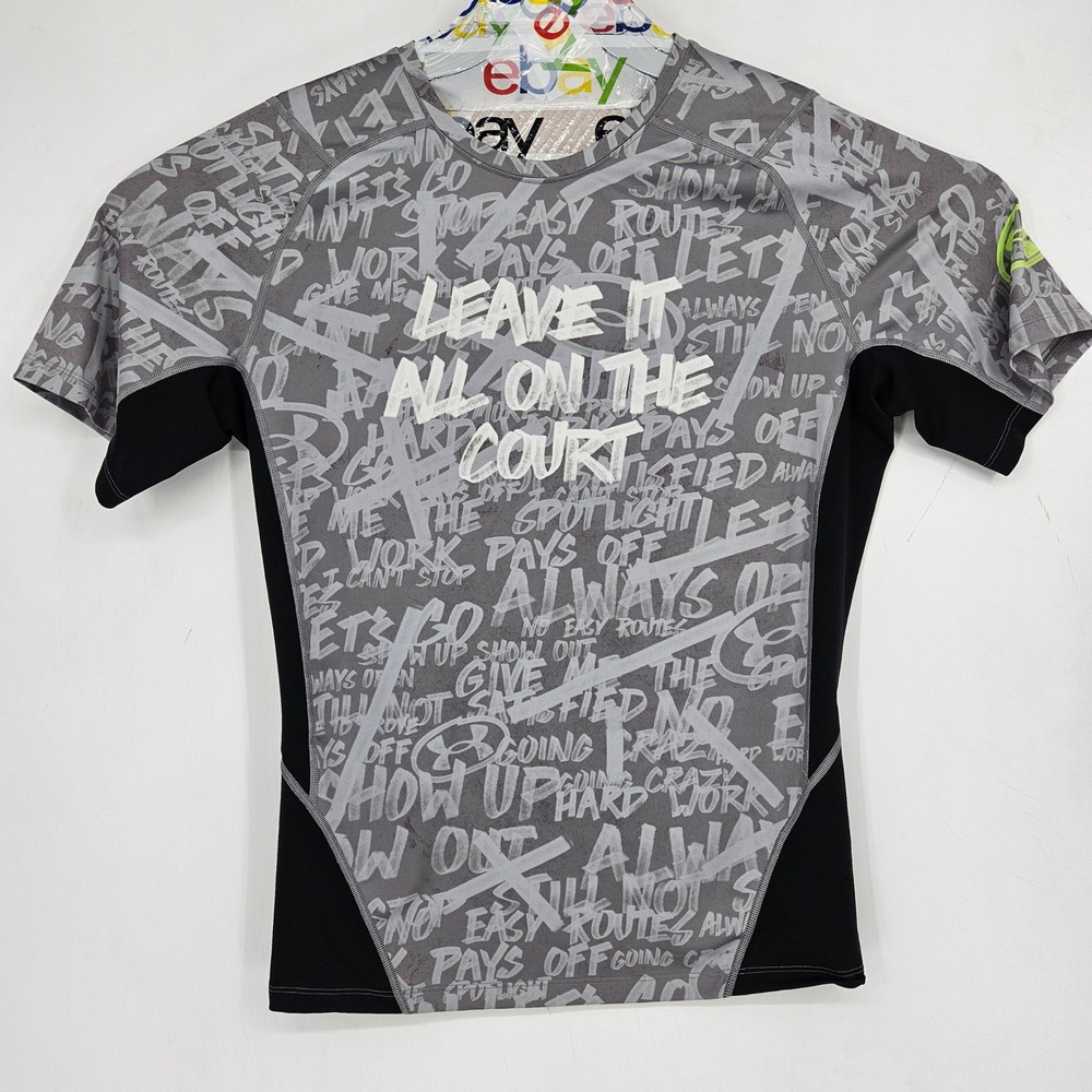 Under Armour Compression Shirt Mens 2XL Gray Heatgear‎ All Over Print Basketball